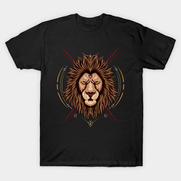 King lion illustration with sacred symbol T-Shirt by AGORA studio